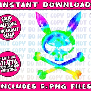 Scary Skull And Crossbones Bad Rabbit Horror Bunny Tie Dye image 3