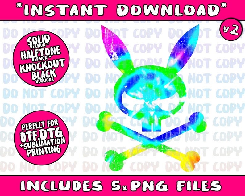 Scary Skull And Crossbones Bad Rabbit Horror Bunny Tie Dye image 3