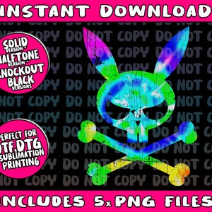 Scary Skull And Crossbones Bad Rabbit Horror Bunny Tie Dye image 4