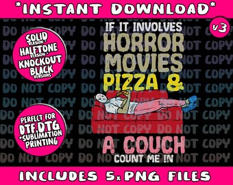 Halloween Horror-Movie Pizza Couch Quote Spooky Thriller