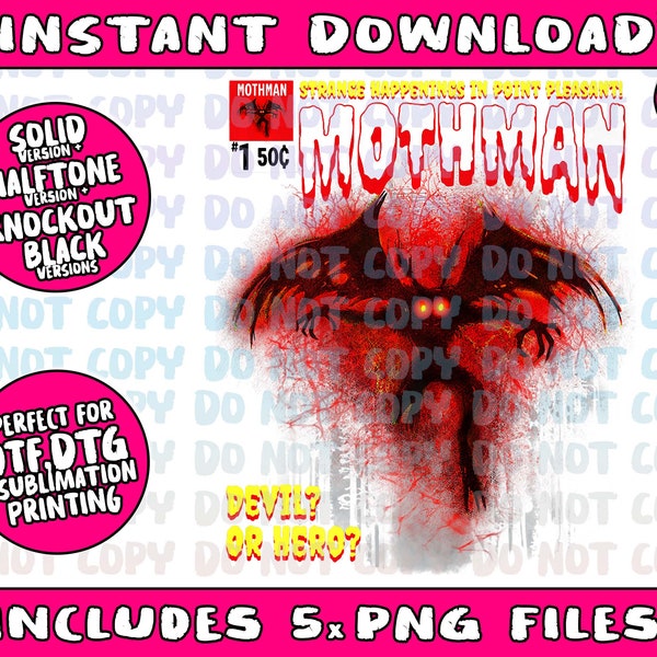 Mothman Png, Cryptid Png, Comic Png, Book Style Png, Point Pleasant Png, WV Mothman Png, PNG Bundle, Trending Design, Popular Printable