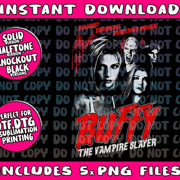 Buffy the Vampire Slayer Vintage Horror Poster Png Bundle, Trending Png, Popular Printable