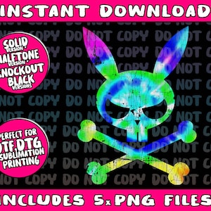 Scary Skull And Crossbones Bad Rabbit Horror Bunny Tie Dye image 1