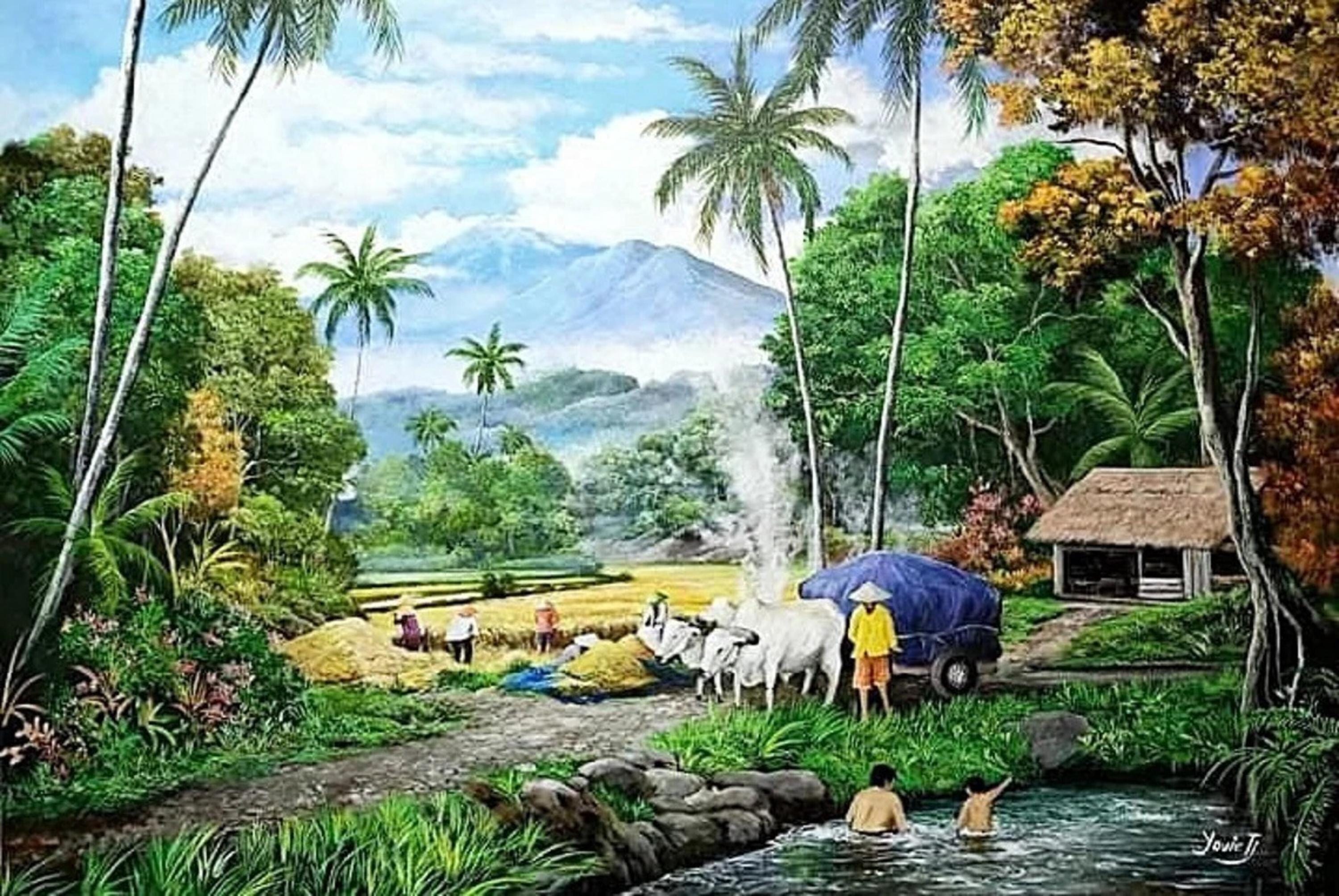 風景画 自然の田舎風景 田舎の自然なニュアンスを描いた風景画 - Etsy 日本