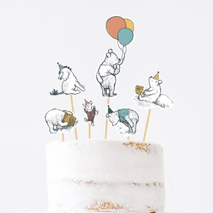 Classic Winnie the Pooh Baby Shower Decorations, 10 printable Cake Toppers and Centerpieces, Cutout decor, Birthday party, Cupcakes, Piglet