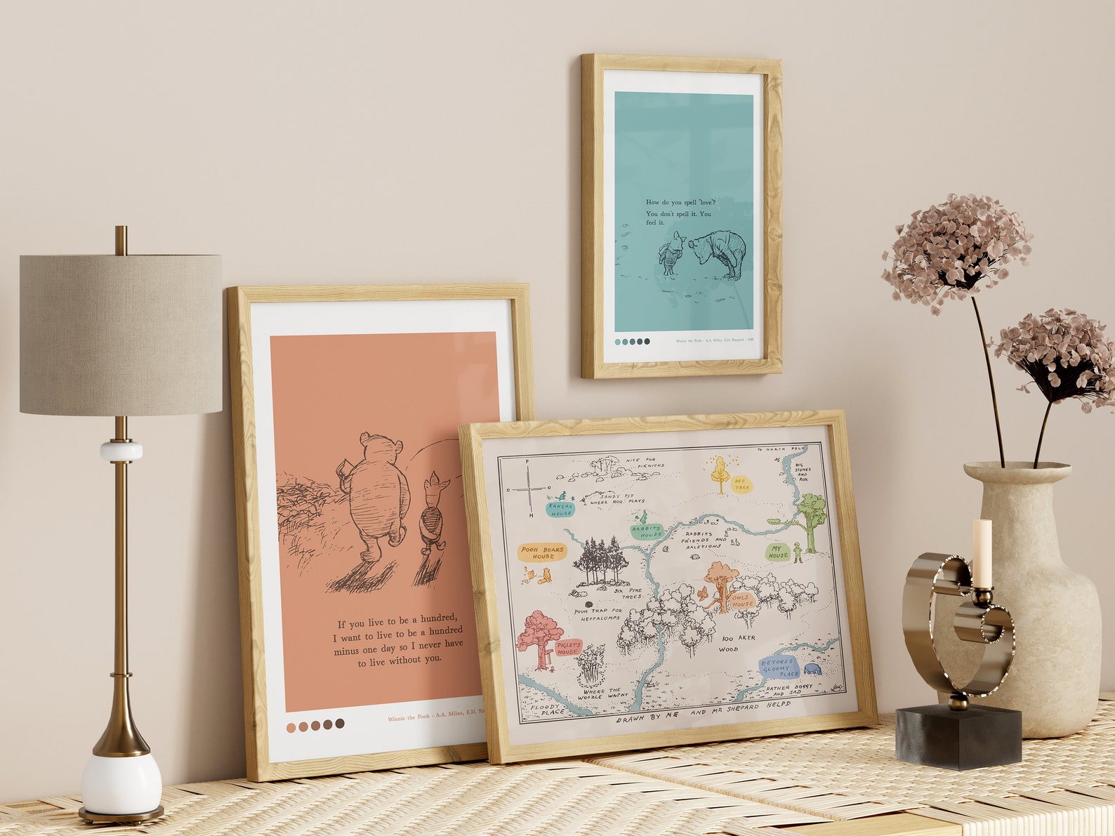 Winnie the Pooh 100 Acre Wood Map, Classic Pooh Print, Hundred Acre ...