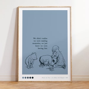 Póster Winnie the Pooh con frase, Póster souvenir, Póster para imprimir, Vintage, Decoración habitación bebé, Regalo nacimiento, Baby shower
