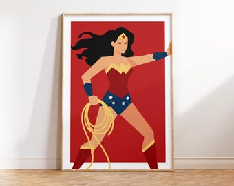 Female Superhero Wall Art Printable for Girls Room, Strong Heroine Comic Poster, Kids Nursery Decor, Empowering Digital Download, Woman Art