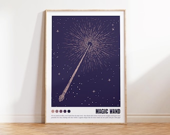 Magic Wand Print, Wizard Wand Wall Art, Enchanted Staff, Spellcaster’s Wand,Mystical Energy, Digital Download, Fantasy Poster, Fairy tales