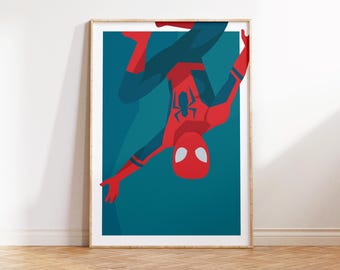 Spider super hero Print, Agile Superhero Wall Art Printable, Acrobat Comic Hero Poster, Kids Room Decor, Digital Hero Print, Climber art
