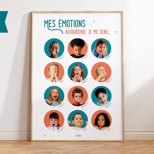 Poster Montessori Le mie emozioni in francese, con foto, Da stampare, Poster educativo, Decorazione della stanza dei bambini, Pedagogia della scuola materna, Sentimenti