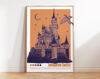 Magic Castle Print, Wizard school, Enchanted castle Wall Art, Wizard’s Castle, Fantasy Kingdom, Digital Download, Fairy tales printable