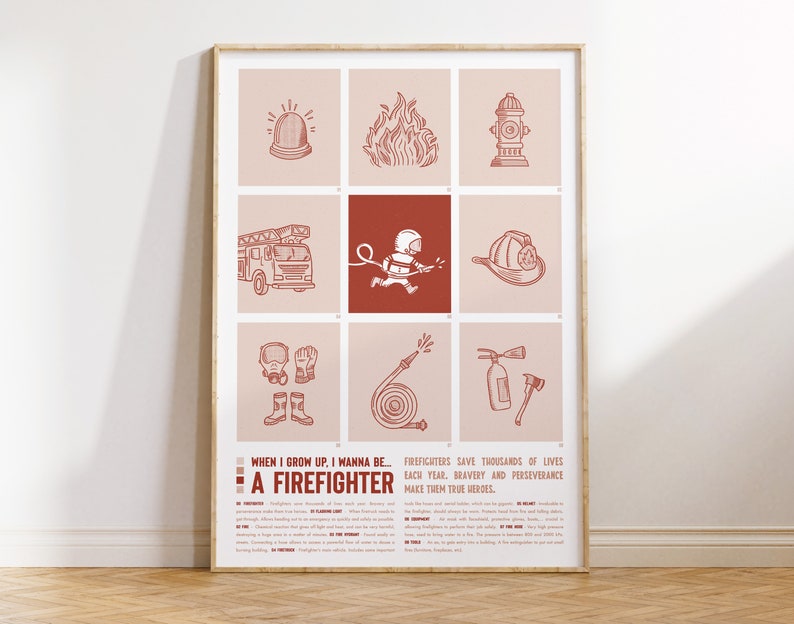 Firefighting Posters Firefighter Wall Art | Firefighting Digital Download | Firetruck Print ...