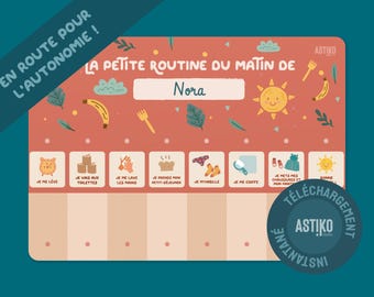Printable Children's Morning Routine PDF in French, Autonomy/Motivation Poster, Montessori for Children, Reward Chart, ADHD, ASD