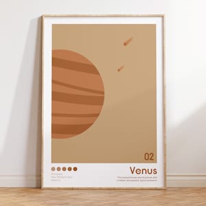 Venus Wall Art | Bauhaus Digital Download | Solar System Art Print | Boho Wall | Space Wall Art | Planets Printable | Retro Space Poster