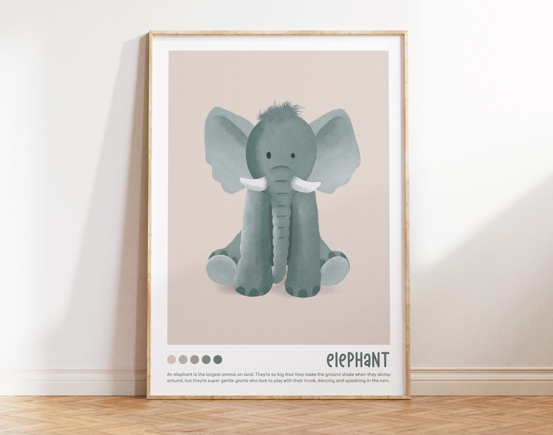 Elephant Print, Baby Elephant Nursery Decor, Safari Nursery Printable