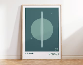 Uranus Print | Planets Wall Art | Bauhaus Digital Download | Solar System Art Print | Boho Wall | Space Wall Art | Retro Space Poster