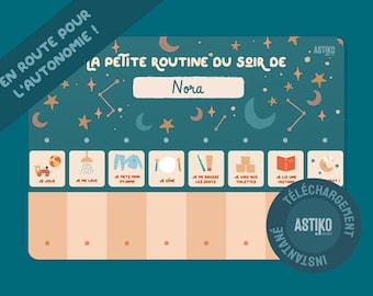 Printable Children's Bedtime Routine PDF in French, Autonomy/Motivation Poster, Montessori for Children, Reward Chart, ADHD, ASD, Bedtime