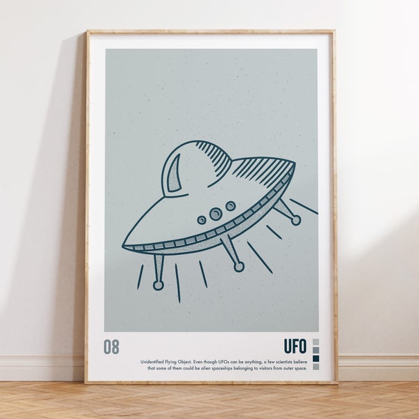 UFO Print | OVNI Print | Flying Saucer Poster | Space Digital Download | Printable Art | Space Nursery Decor | Unidentified Flying Object