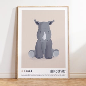 Rhinoceros Print, Baby Rhinoceros Nursery Decor, Safari Nursery Printable, Cute animal wall art, Baby Shower, Gender Neutral Art, Horn,Rhino
