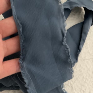 Nastro in chiffon spesso strappato a mano per eventi nuziali, nastri testurizzati tenui di fascia alta, verde oliva scuro, blu polvere