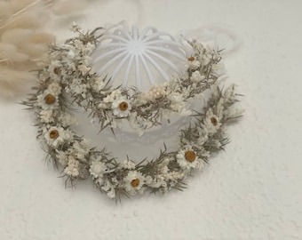 natural dried & preserved boho nature flower crown | baby kids lady woman teen halo | wedding floral headband | minimalistic | beige daisy
