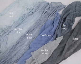 blue | dusty blue | slate | wedding table runner | table decor | gauze table runner | arbour decor | cheesecloth runner | classic | gauze