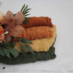 terracotta orange | mustard | wedding table runner | table decor | gauze table runner | arbour decor | cheesecloth runner | boho | rust red