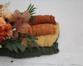 terracotta orange | mustard | wedding table runner | table decor | gauze table runner | arbour decor | cheesecloth runner | boho | rust red