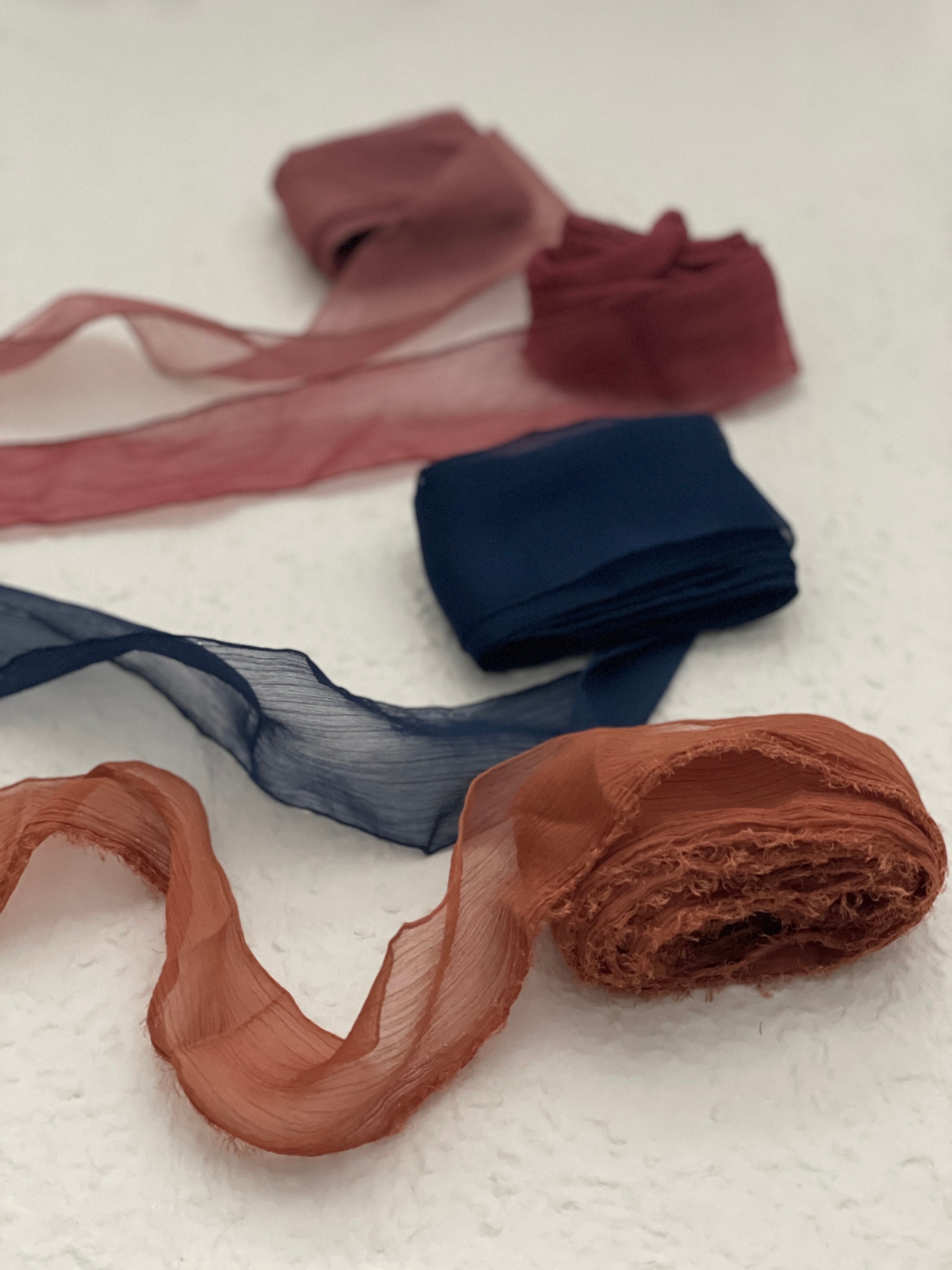 Hand Torn Chiffon Silk Ribbon High End Muted Textured Etsy Australia
