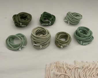 One Size Fits All Nylon Headband, Wrinkle Free Super Soft, Green Sage Olive Shades, diy headband supply, Baby Headband Wholesale Bulk