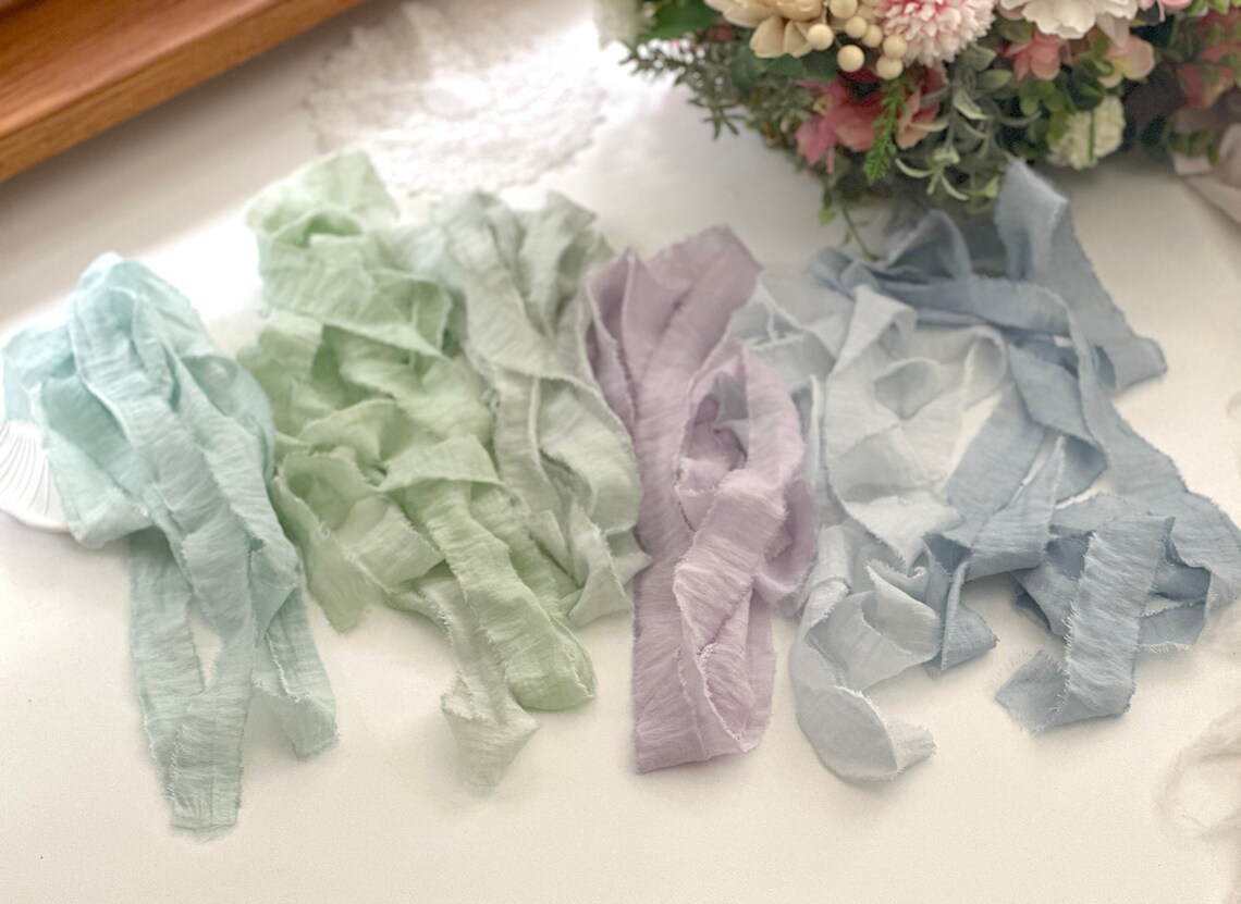 Long Ribbons Intrees 3m Long, Hand Torn 100% COTTON SILK Ribbon for Wedding Events | High ...