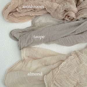 natural mushroom | almond | taupe wedding table runner | table decor | gauze table runner | arbour decor | cheesecloth runner | classic