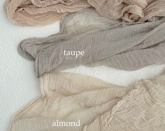 natural mushroom | almond | taupe wedding table runner | table decor | gauze table runner | arbour decor | cheesecloth runner | classic