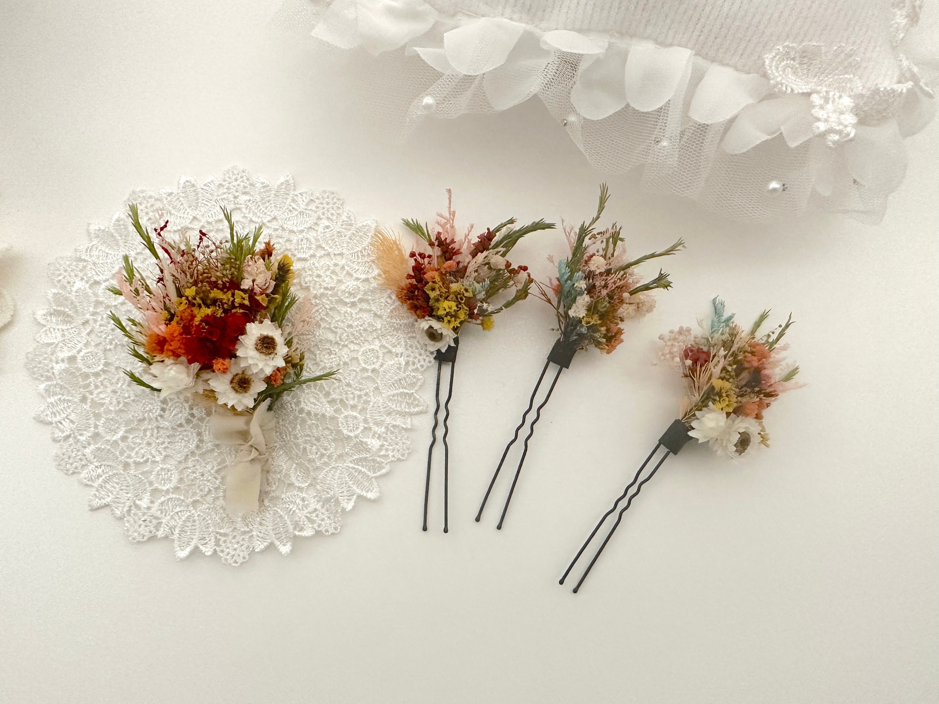 Whimsy Boutineer Fairytale and Daisy, Dried Flower Whimsical Wildflower Bride Wedding ...