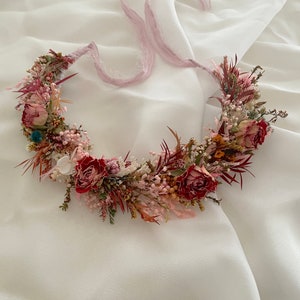 Le Pink GALA, Couronne de fleurs roses étonnantes de fleurs sauvages, Roses éternelles, Bandeau réaliste floral pour nouveau-né