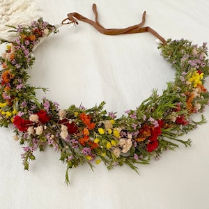 Wildflower Natural Dried and Preserved Boho Greens Full Flower Crown, Baby Kids Lady Woman Teen Halo, Wedding Floral Headband