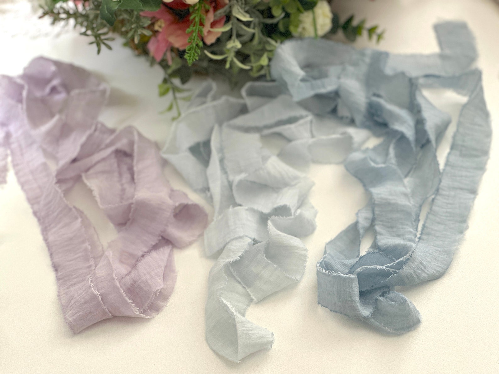 Long Ribbons Intrees 3m Long, Hand Torn 100% COTTON SILK Ribbon for Wedding Events | High ...