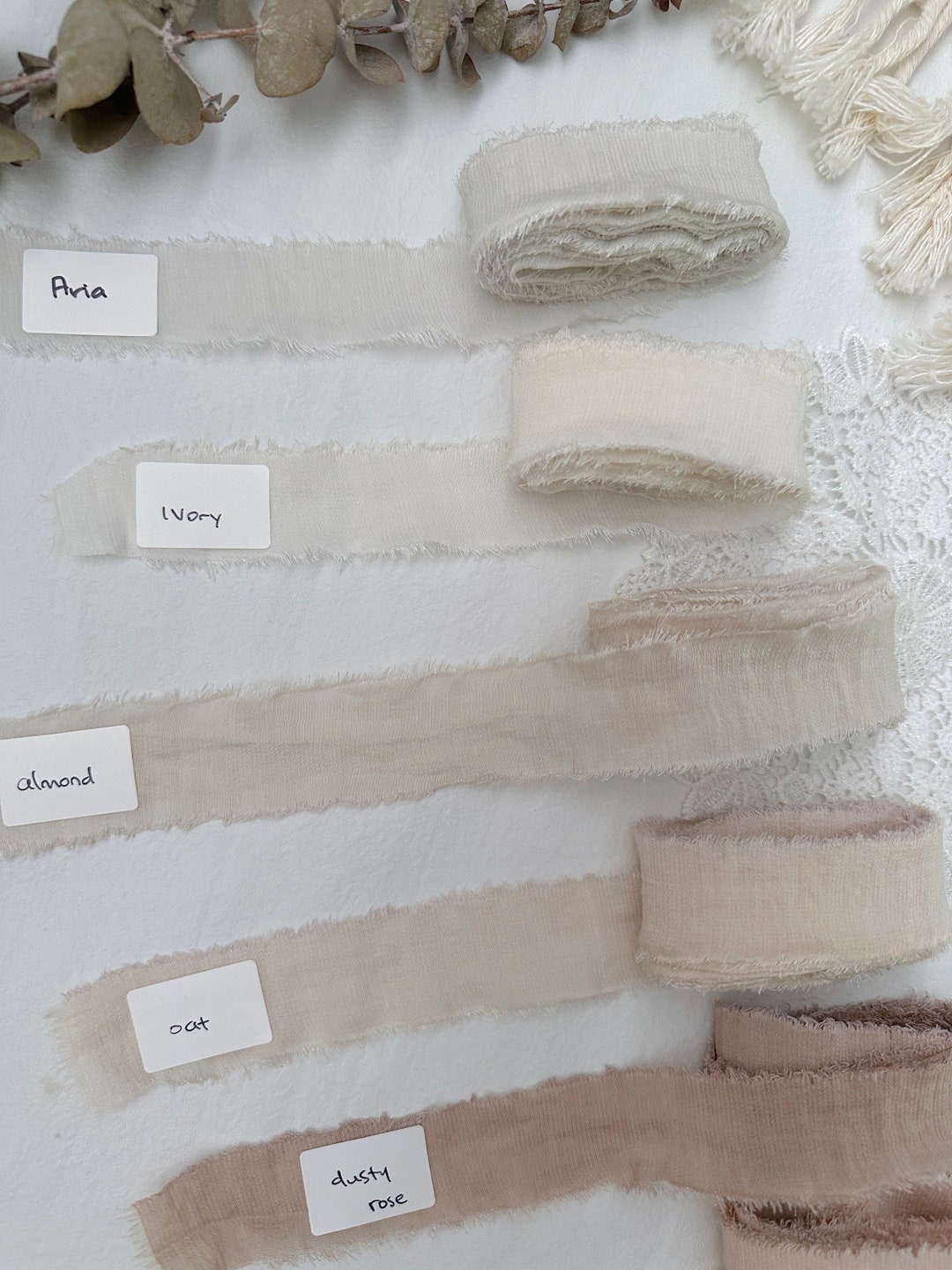 Long Ribbons Intrees 3m Long, Hand Torn 100% COTTON SILK Ribbon for Wedding Events | High ...