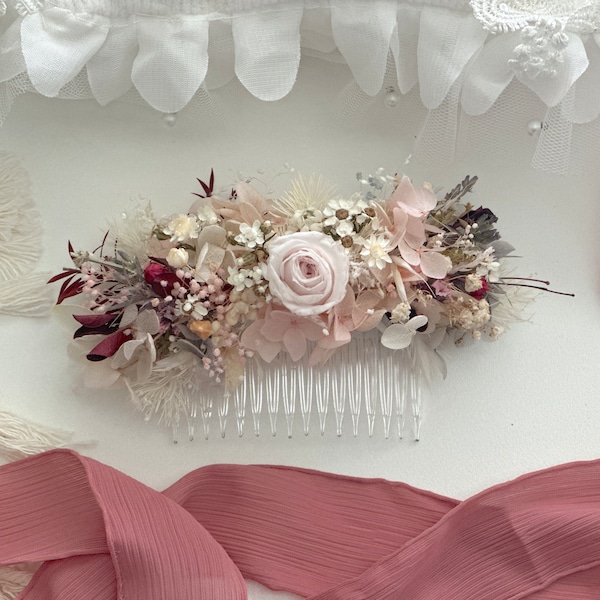 Jede Menge Details, die getrocknete Blume Mini Daisy Zierliche wunderliche Braut Hochzeit Haarkamm, konservierte Blume, zierlich immer während
