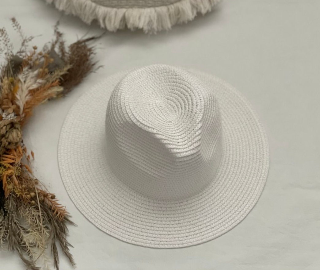 SALE Adult Boho Fedora Hat, Wide Brim Hat, Bridal Hat, Boho  display picture 2
