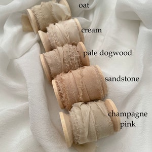 nastro di seta pura al 100% strappato a mano per eventi nuziali / nastri di alta qualità con bordo sfrangiato / toni beige naturali