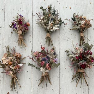 mini rose dainty wildflower bouquet, letter box country flower posy,  naturally dried, wedding table flowers decor | everlasting