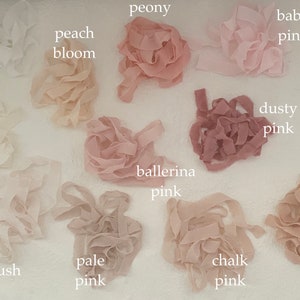 hand torn 100%  pure silk ribbon for wedding events | high end Frayed Edge ribbons | PINK tones | pale pink dusty pink