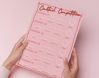 Carte de pointage de dégustation de cocktails imprimable, feuille d'évaluation des boissons, activité nocturne entre filles, EVJF imprimable, téléchargement immédiat