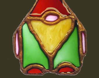 FAUX -9pc - Precut Stained Glass Kit for Adults - Skill Level 1 - Gnome Ornament - DIY Kits for Adults - No Stained Glass Grinder Needed!