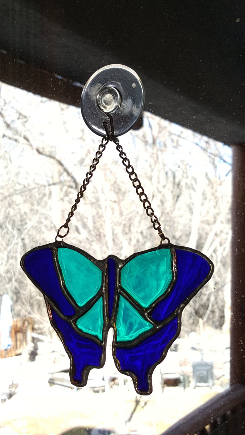 FAUX 9pc Precut Stained Glass Kit for Adults Skill Level 1 Butterfly Suncatcher DIY Kit for Adults No stained glass grinder needed image 1