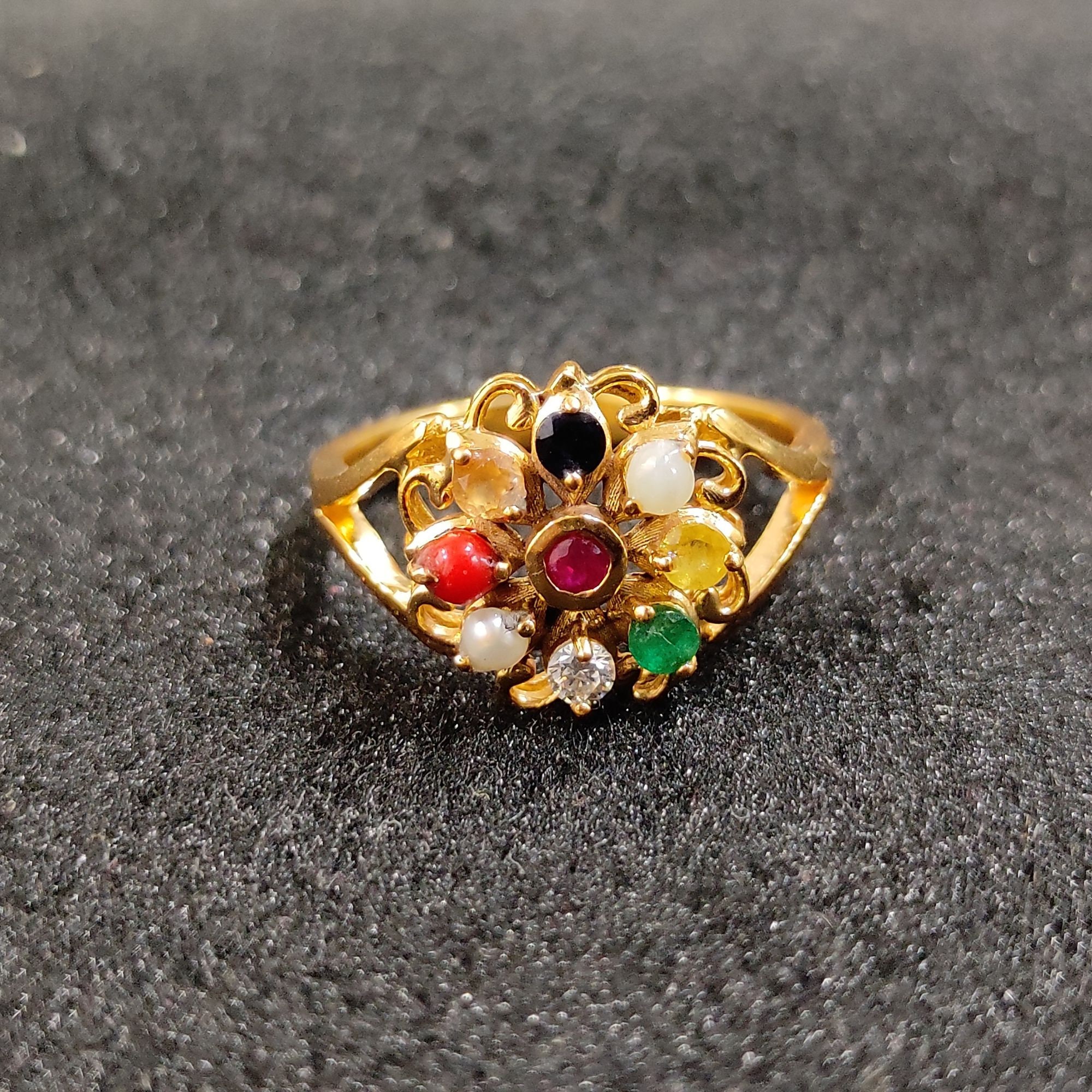 Women's Navratna Diamond Ring | Raj Jewels