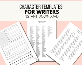 Arkusze zarysu postaci | Szablon do wydruku | Cechy pozytywne i negatywne | Twórcza fikcja | Narzędzia dla autorów | Natychmiastowe pobieranie