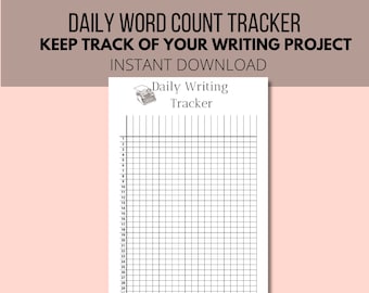 Daily Word Count Tracker | Writing Tracker for Writers | A4 | Instant PDF Download | Printable & Editable